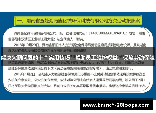 解决欠薪问题的十个实用技巧,帮助员工维护权益、保障劳动保障 解决欠薪问题的十个实用技巧,帮助员工维护权益、保障劳动保障